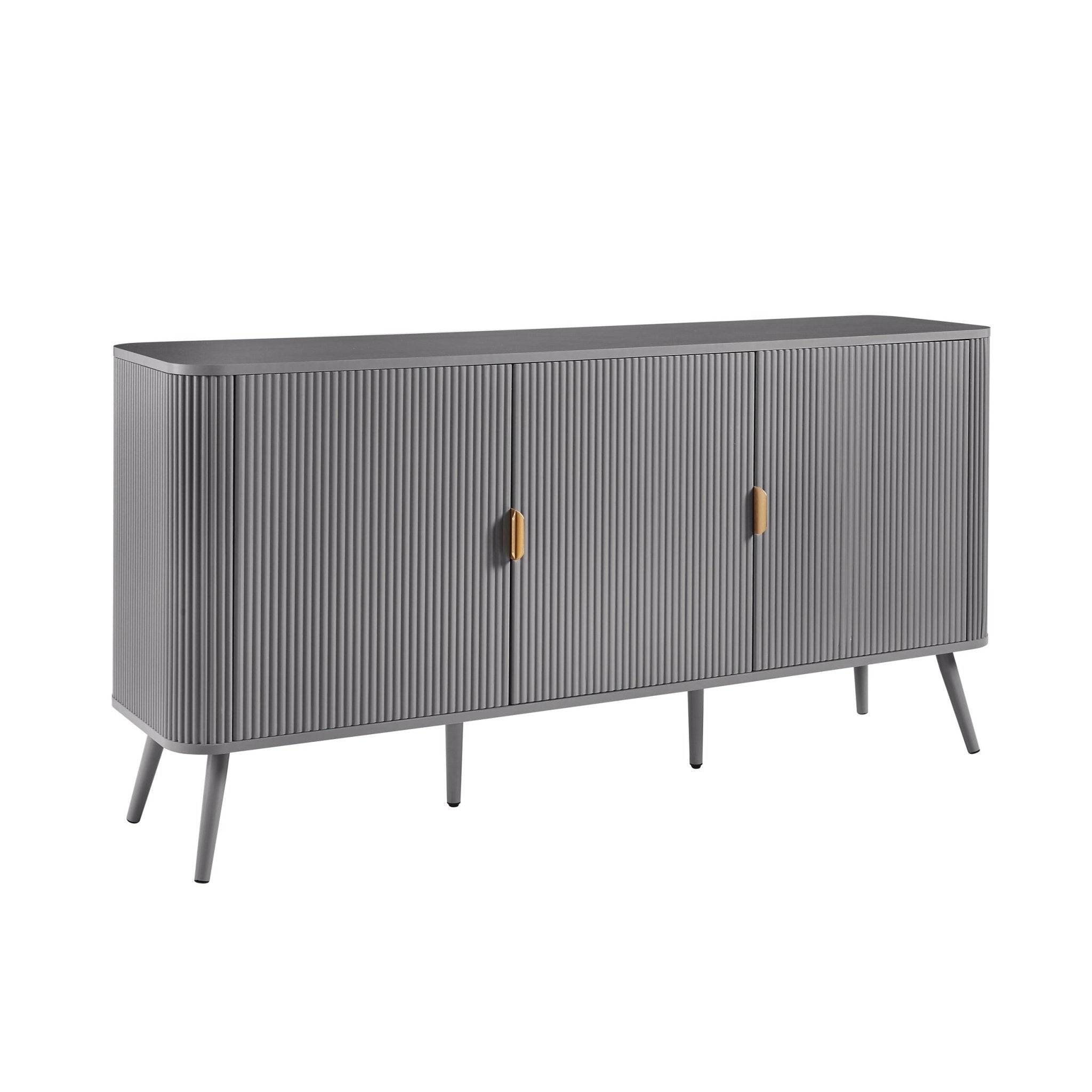 Buffet Contemporain Gris Clair Effet Bois avec 3 Portes pour Salon