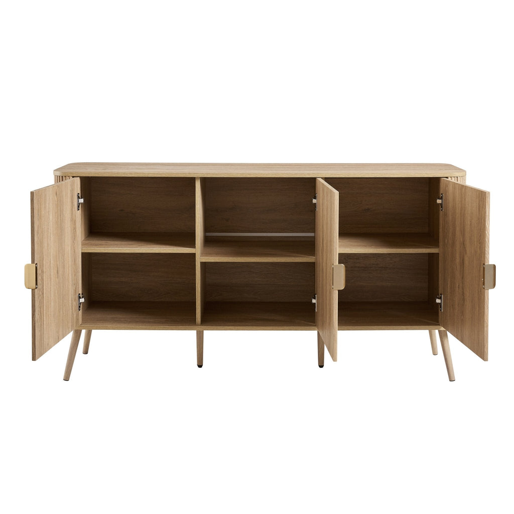 Buffet de salon scandinave en bois clair avec 3 portes