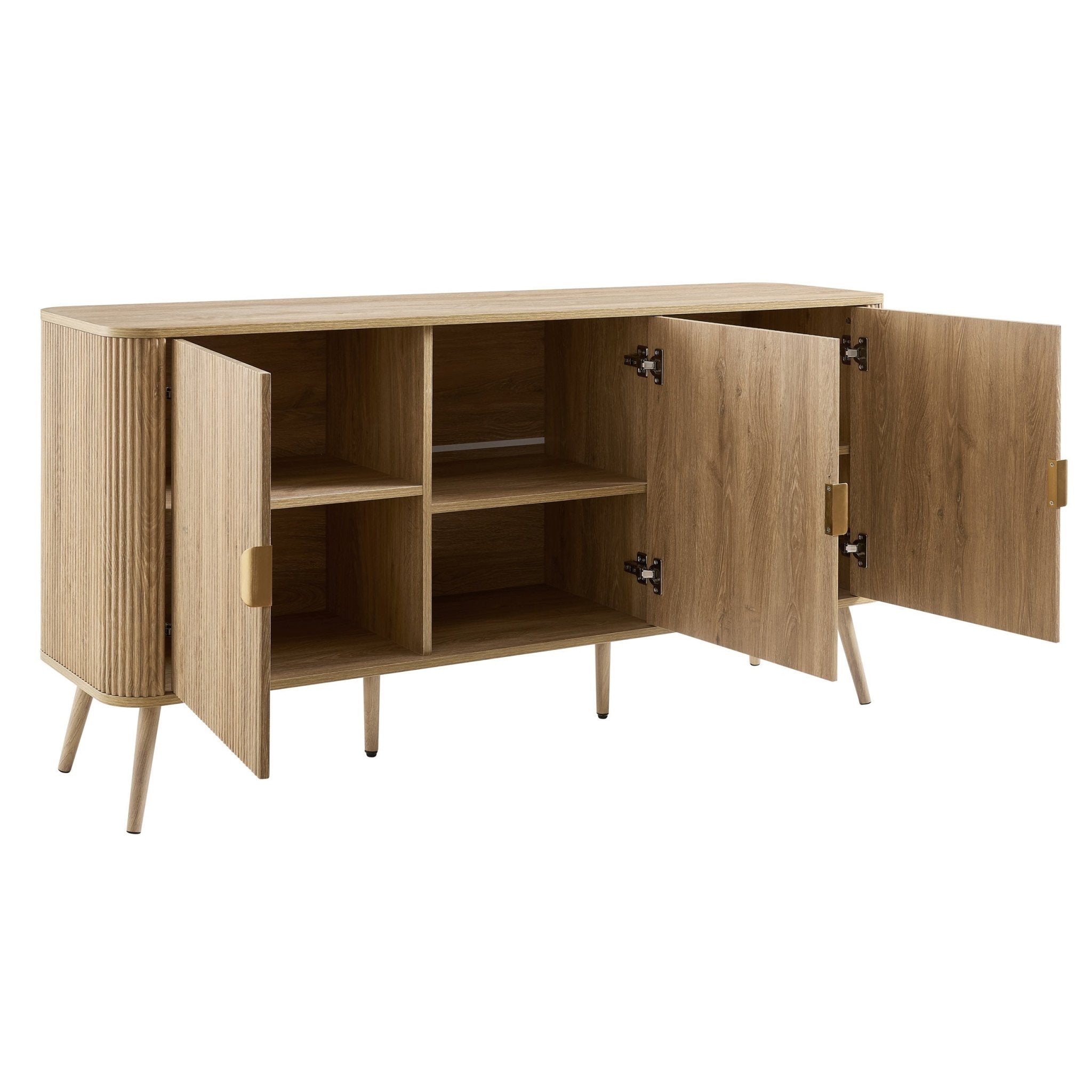 Buffet de salon scandinave en bois clair avec 3 portes