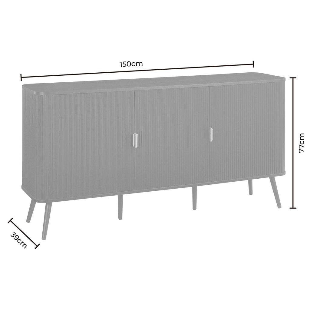 Buffet Contemporain Gris Clair Effet Bois avec 3 Portes pour Salon