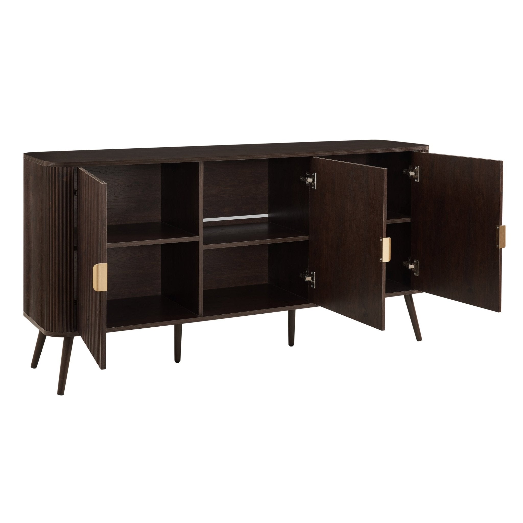 Buffet contemporain effet noyer avec 3 portes pour salon