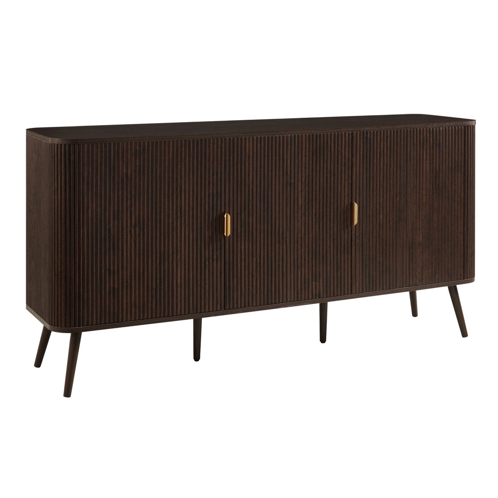 Buffet contemporain effet noyer avec 3 portes pour salon