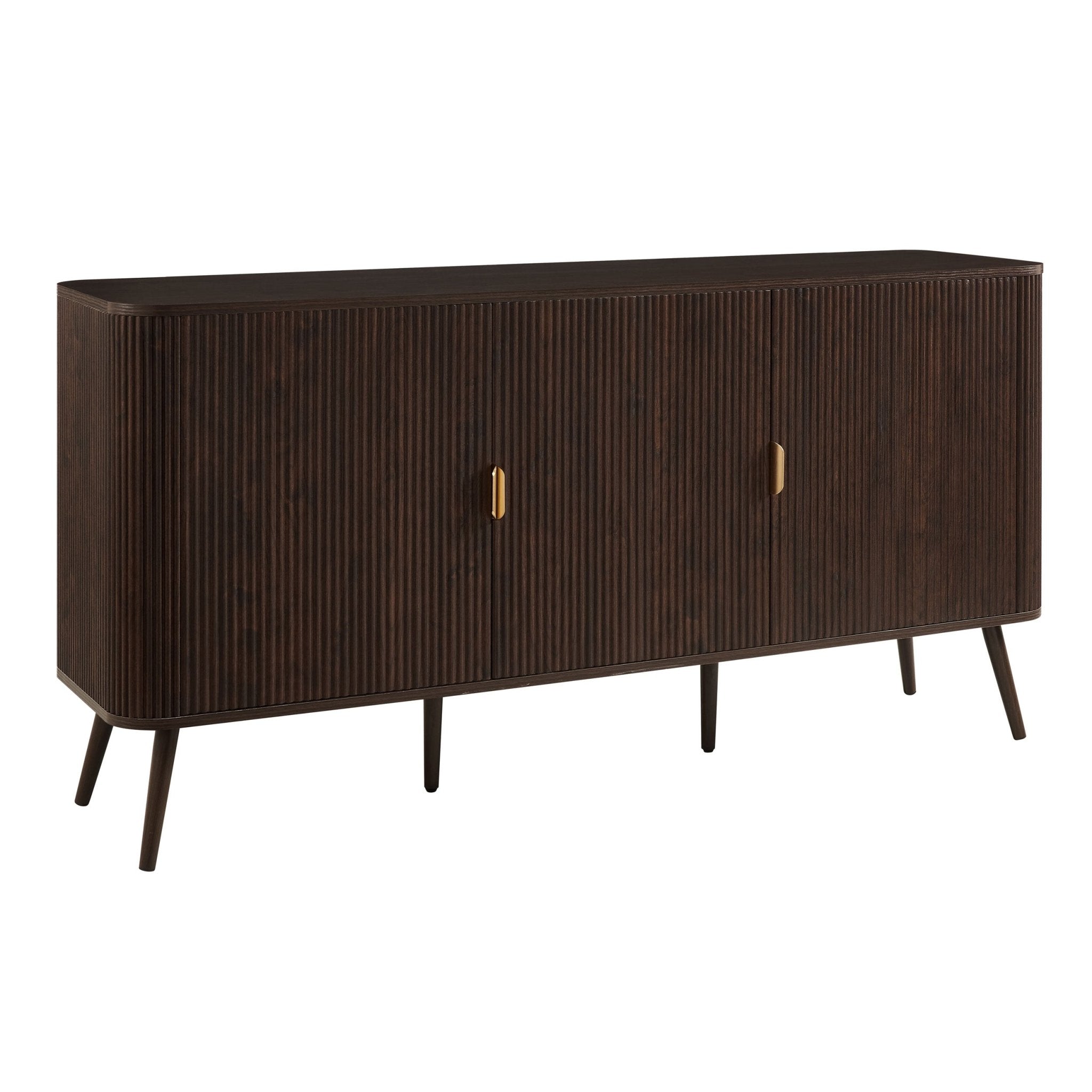 Buffet contemporain effet noyer avec 3 portes pour salon