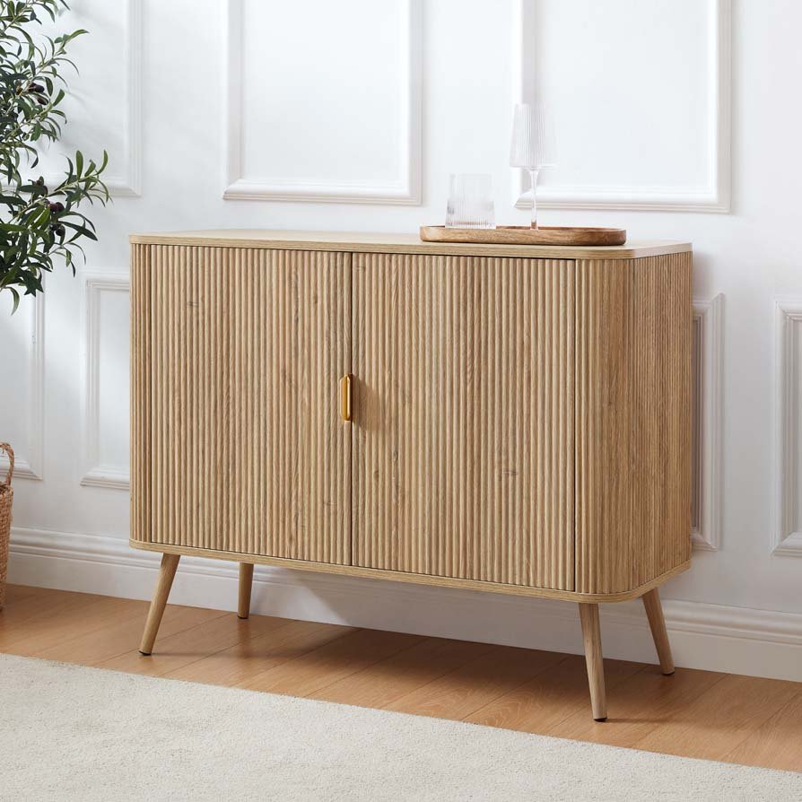Enfilade scandinave en bois clair avec 2 portes pour le salon