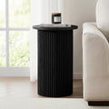 Table d'appoint contemporaine effet bois noir avec piètement cylindrique pour salon