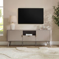 Meuble TV contemporain effet bois taupe avec panneaux pour téléviseurs jusqu'à 65 pouces pour salon