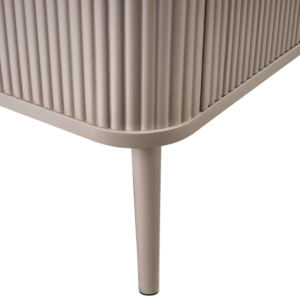 Meuble TV contemporain effet bois taupe avec panneaux pour téléviseurs jusqu'à 65 pouces pour salon