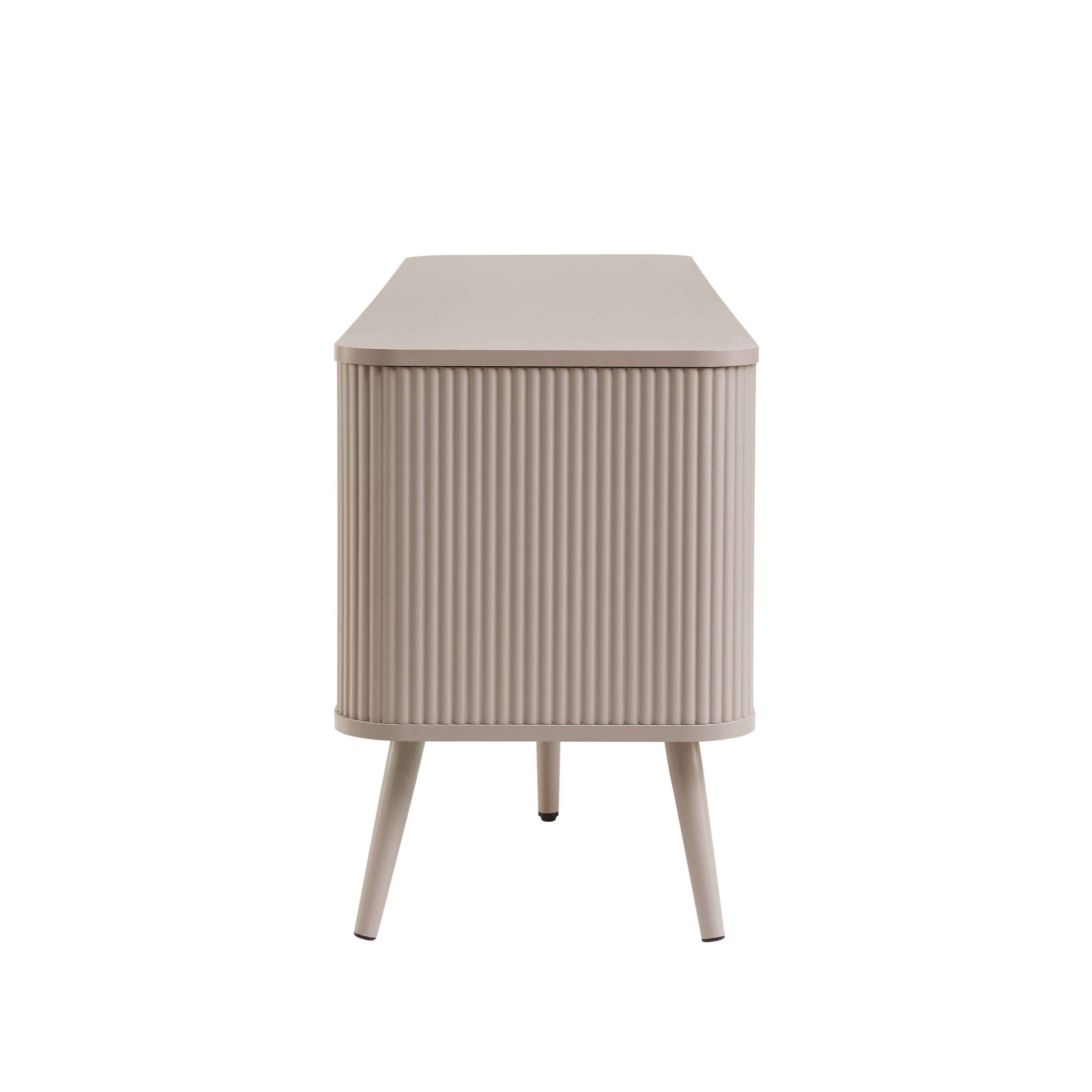 Meuble TV contemporain effet bois taupe avec panneaux pour téléviseurs jusqu'à 65 pouces pour salon