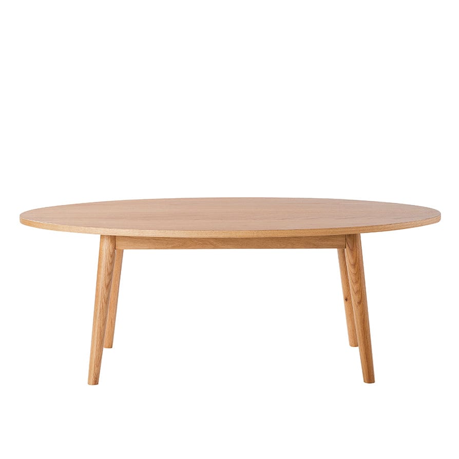 Table basse scandinave en chêne massif clair, forme ovale, pour salon