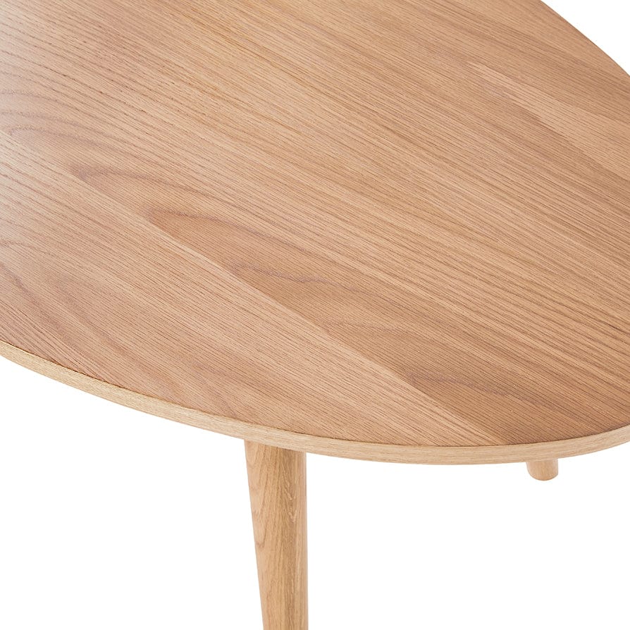 Table basse scandinave en chêne massif clair, forme ovale, pour salon