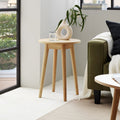 Table d'appoint en chêne massif scandinave avec plateau rond pour le salon