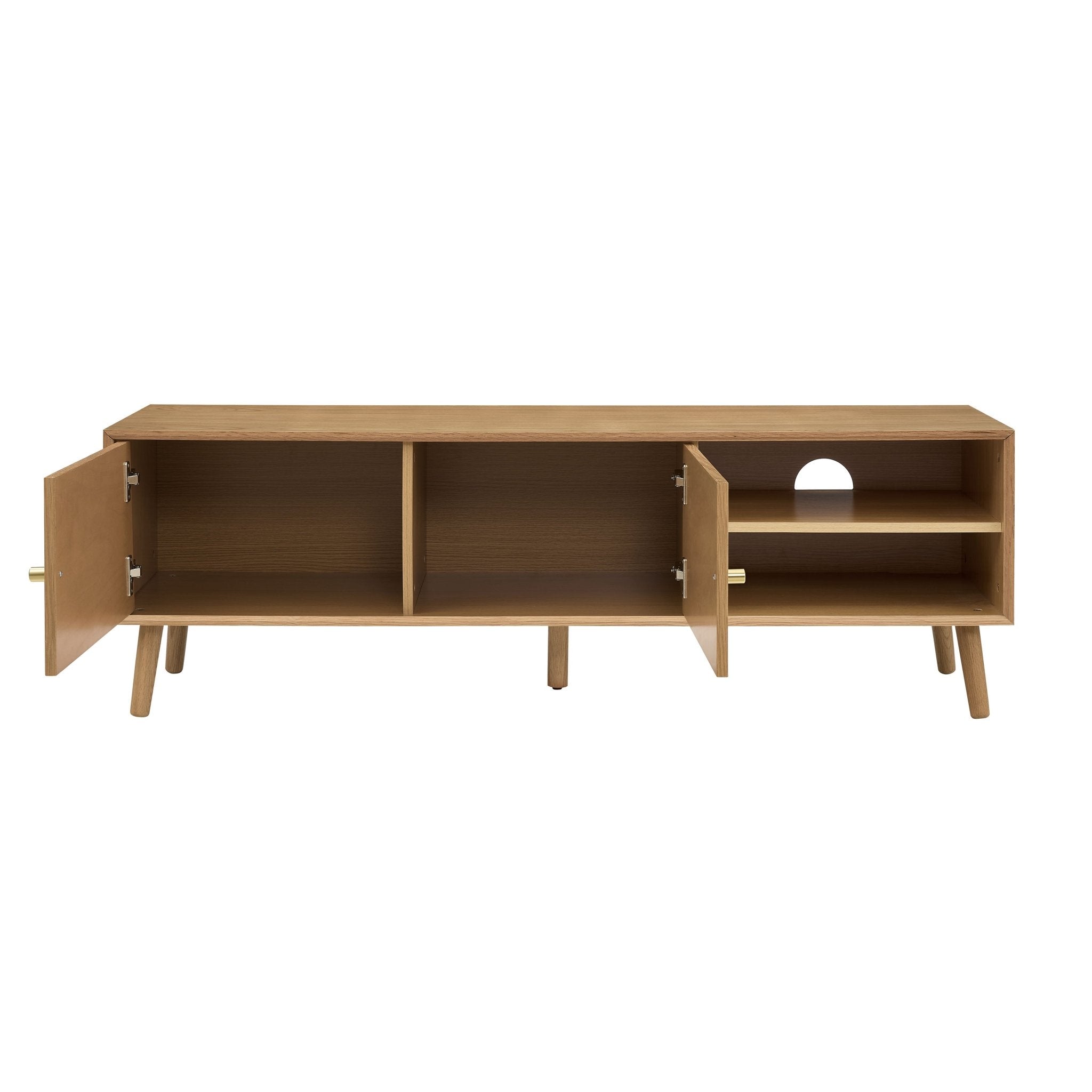 Meuble TV scandinave en chêne clair avec rangements pour téléviseurs jusqu'à 60 pouces pour salon