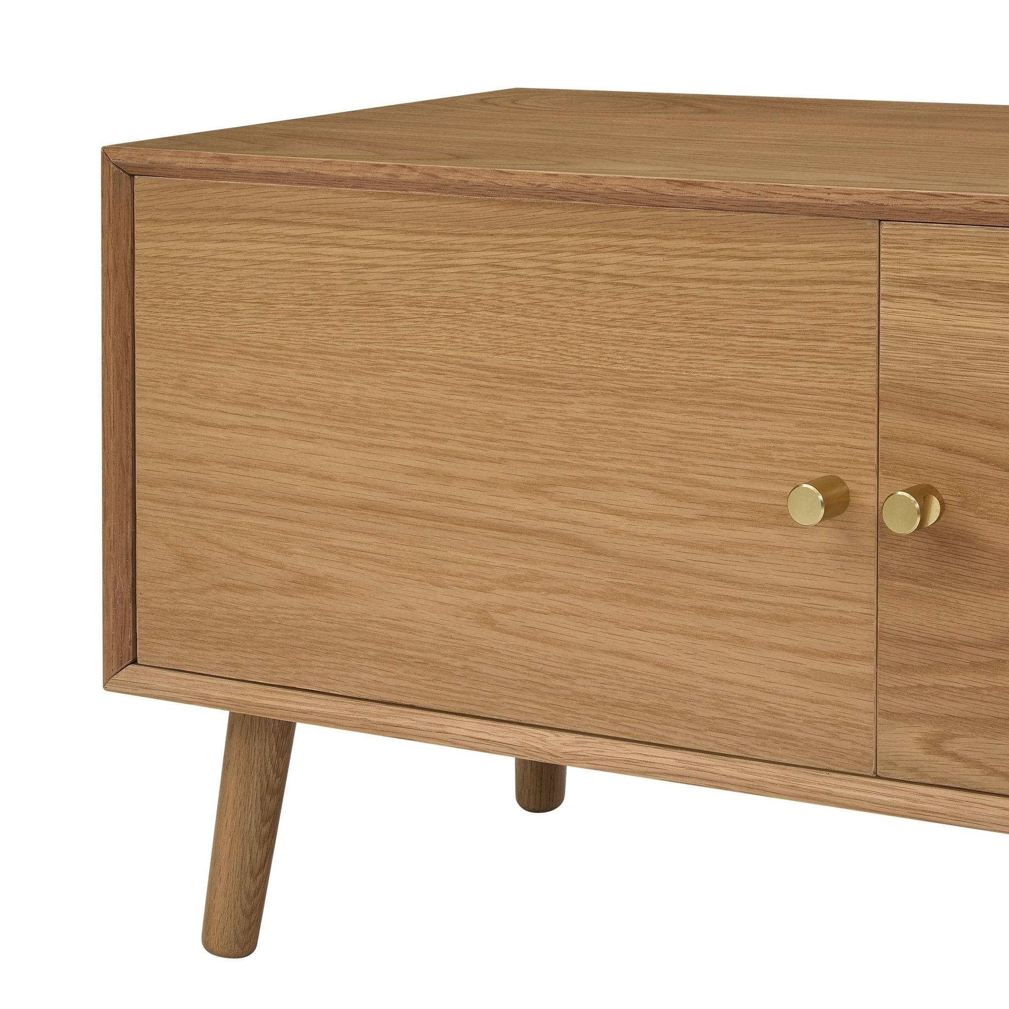 Meuble TV scandinave en chêne clair avec rangements pour téléviseurs jusqu'à 60 pouces pour salon