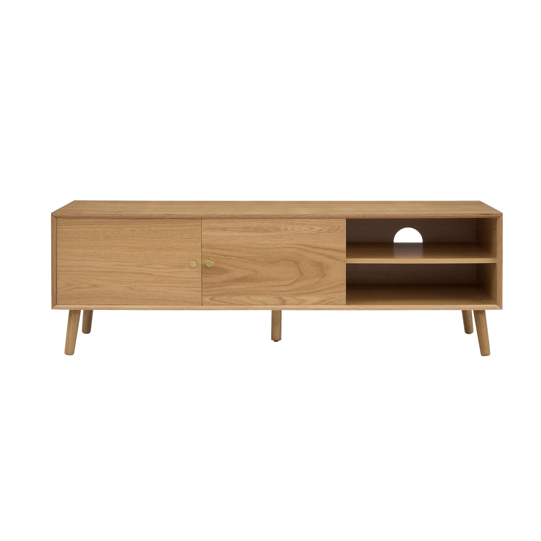 Meuble TV scandinave en chêne clair avec rangements pour téléviseurs jusqu'à 60 pouces pour salon