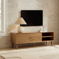 Meuble TV scandinave en chêne clair avec rangements pour téléviseurs jusqu'à 60 pouces pour salon