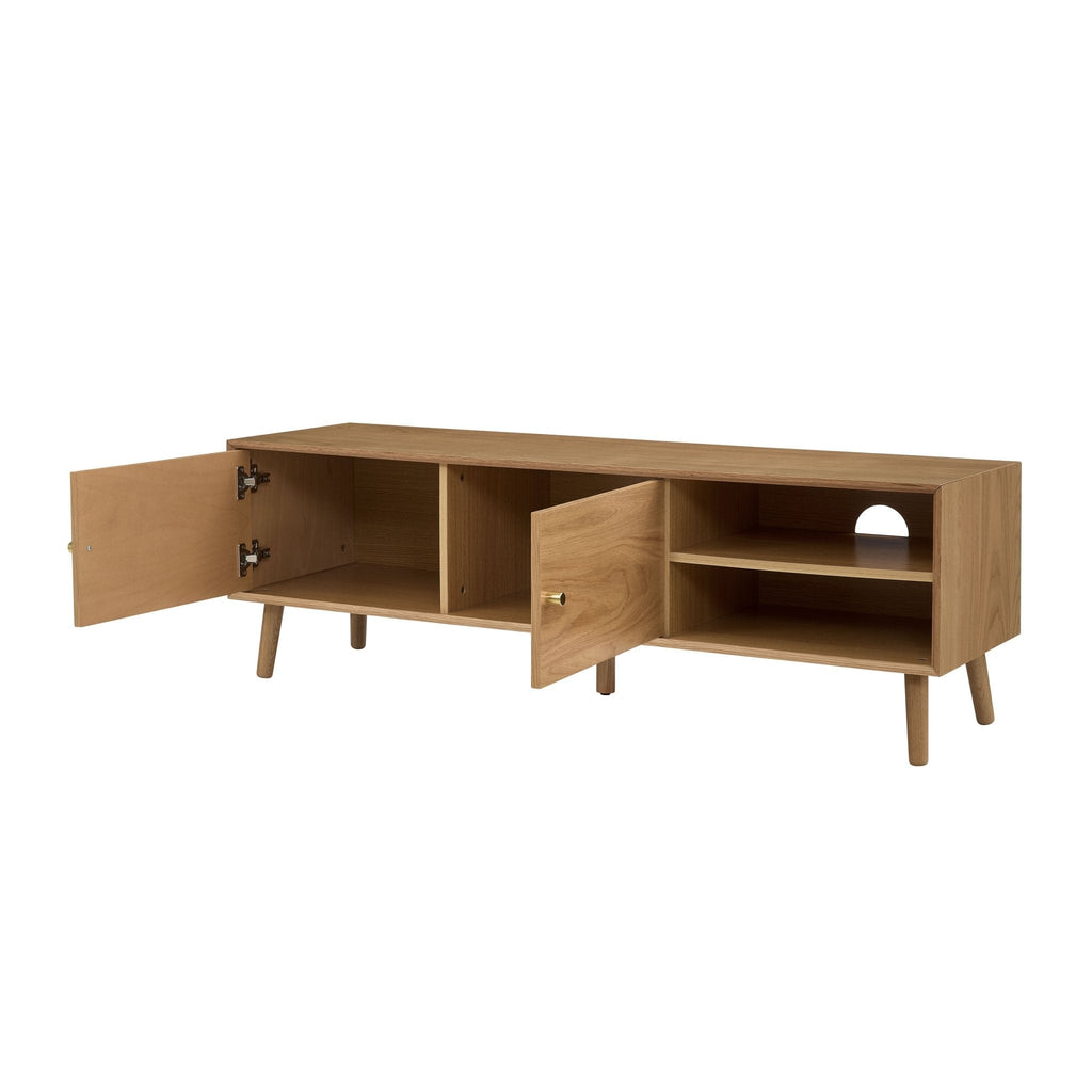 Meuble TV scandinave en chêne clair avec rangements pour téléviseurs jusqu'à 60 pouces pour salon