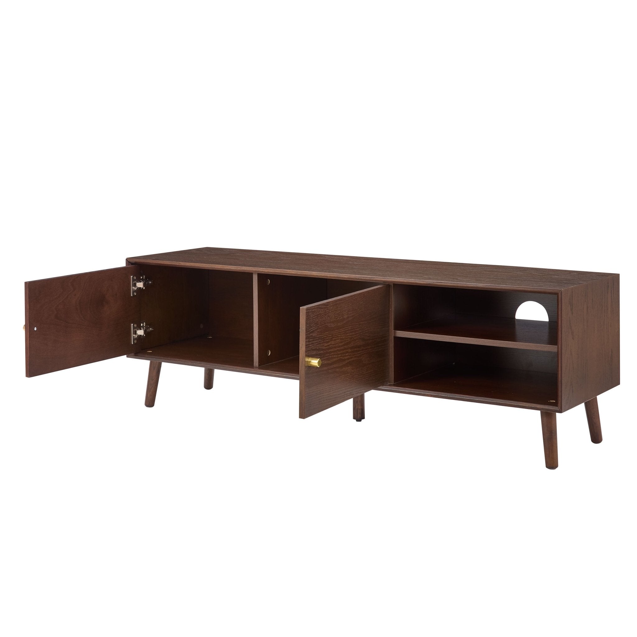 Meuble TV Berlin-Style Noyer Chêne avec Rangement pour Téléviseurs jusqu'à 60 Pouces pour Salon