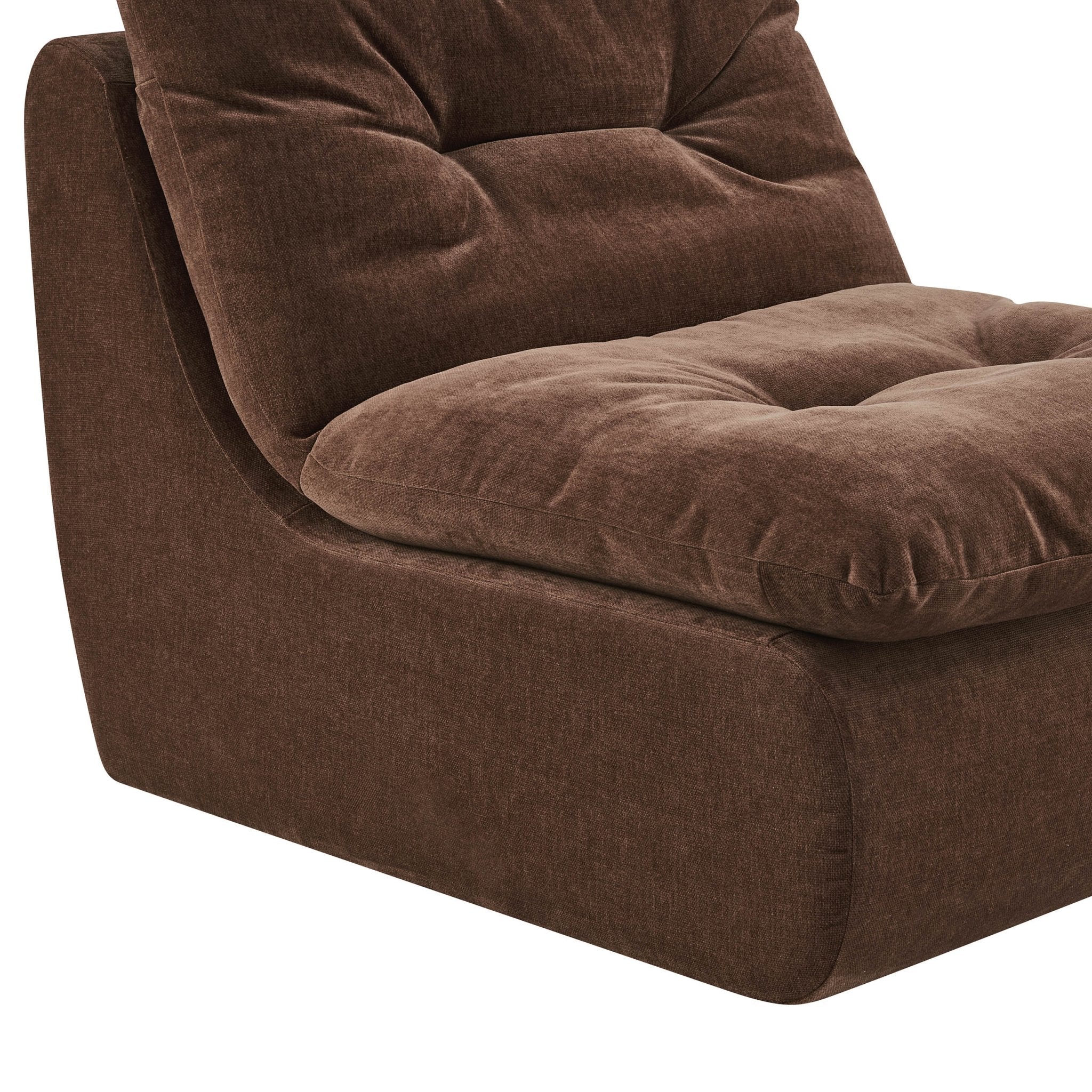 Fauteuil d'appoint en chenille rouille foncée rétro avec assise profonde pour salon