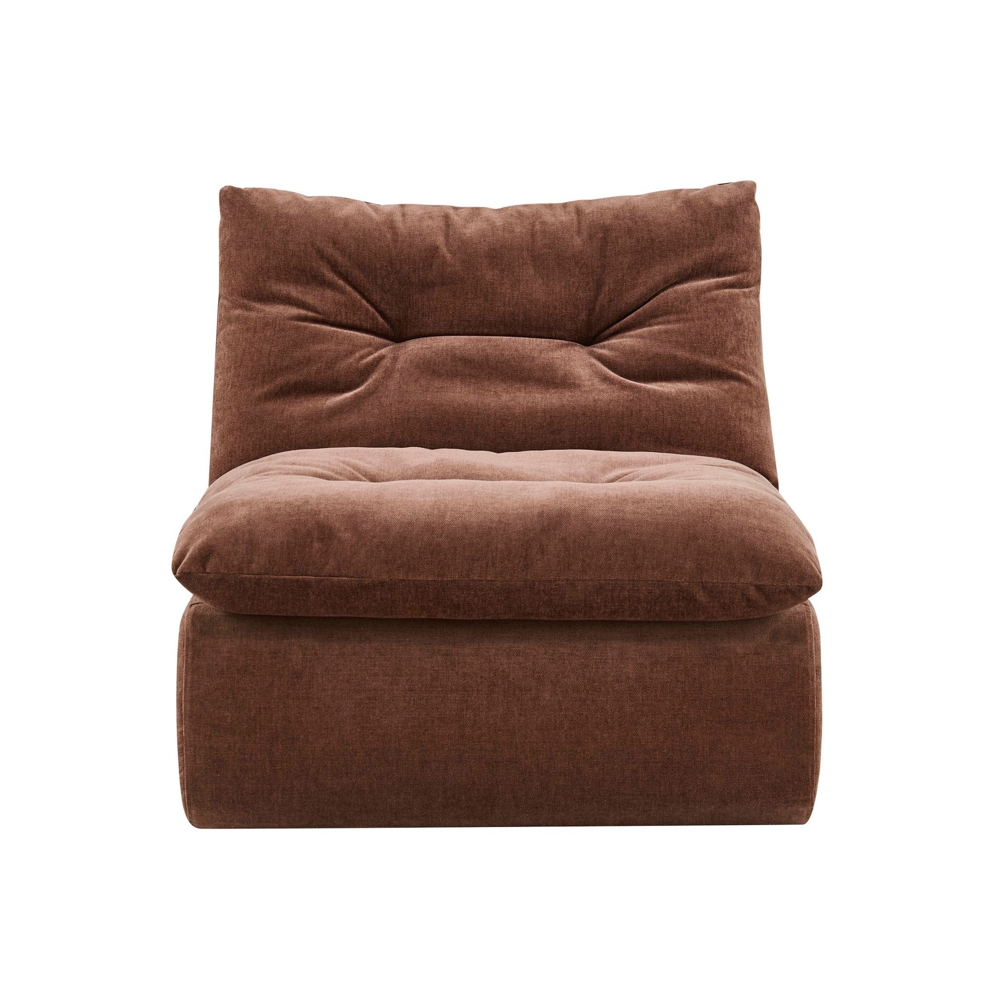 Fauteuil d'appoint en chenille rouille foncée rétro avec assise profonde pour salon