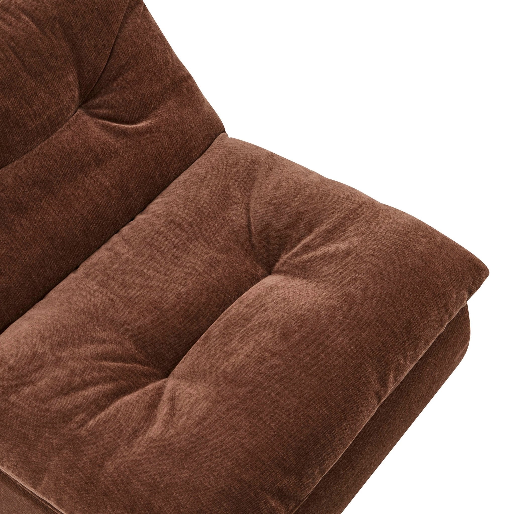Fauteuil d'appoint en chenille rouille foncée rétro avec assise profonde pour salon
