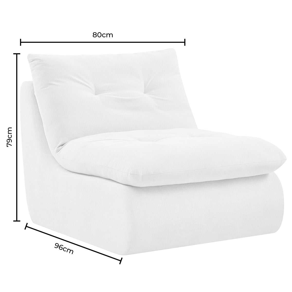 Fauteuil d'appoint en chenille ivoire douillet avec design décontracté et affaissé pour salon