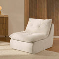 Fauteuil d'appoint en chenille ivoire douillet avec design décontracté et affaissé pour salon