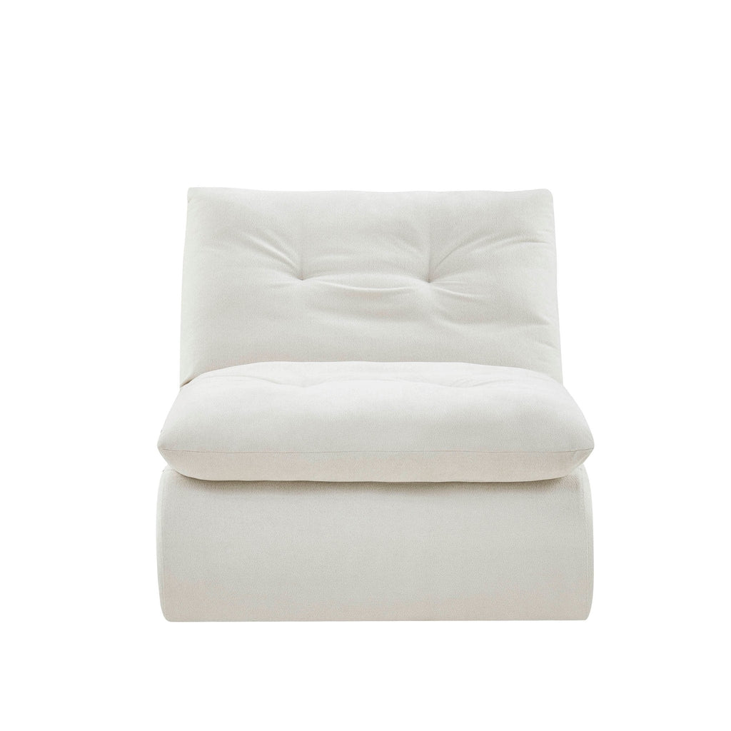 Fauteuil d'appoint en chenille ivoire douillet avec design décontracté et affaissé pour salon