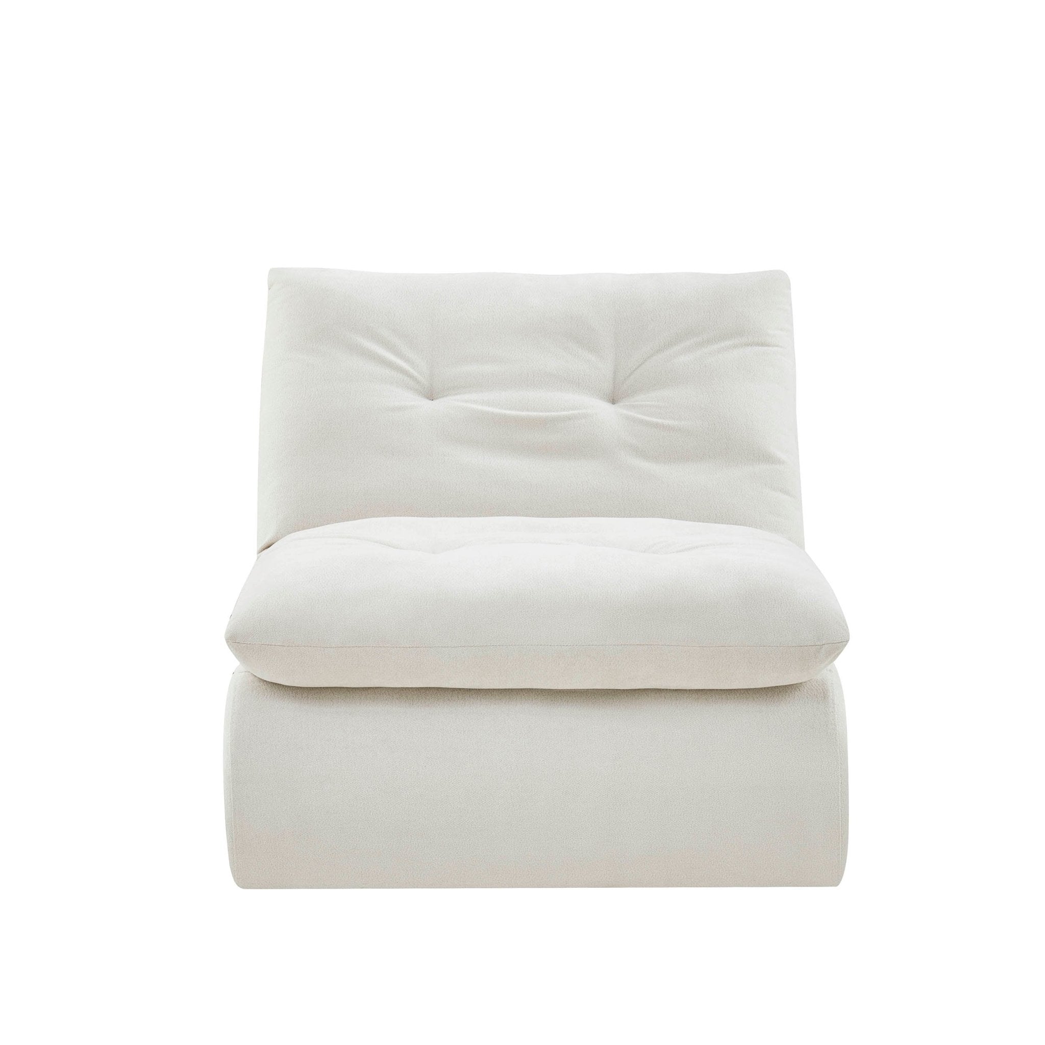 Fauteuil d'appoint en chenille ivoire douillet avec design décontracté et affaissé pour salon