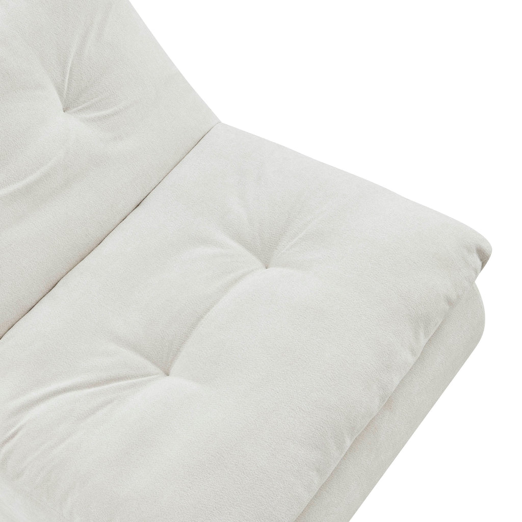 Fauteuil d'appoint en chenille ivoire douillet avec design décontracté et affaissé pour salon