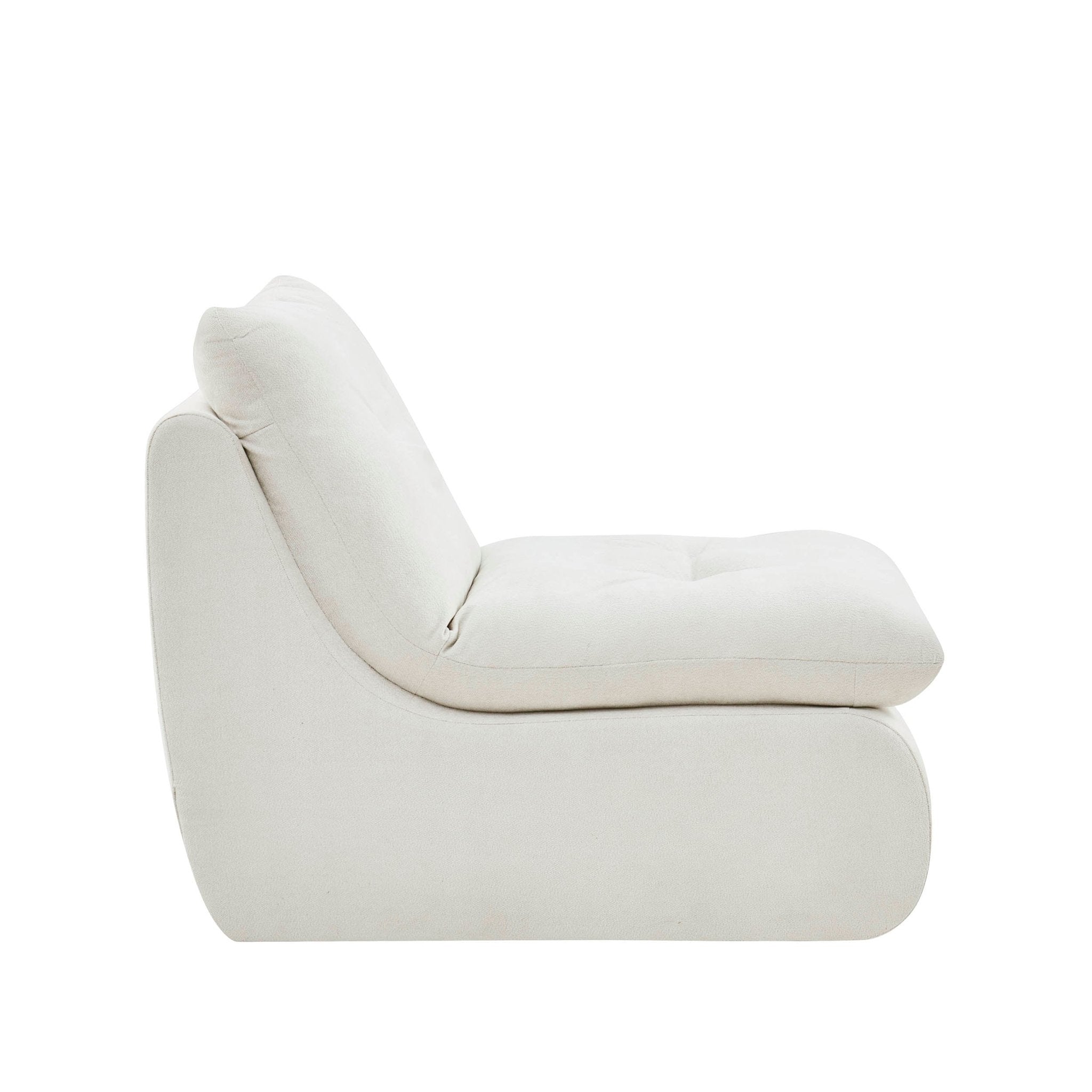Fauteuil d'appoint en chenille ivoire douillet avec design décontracté et affaissé pour salon