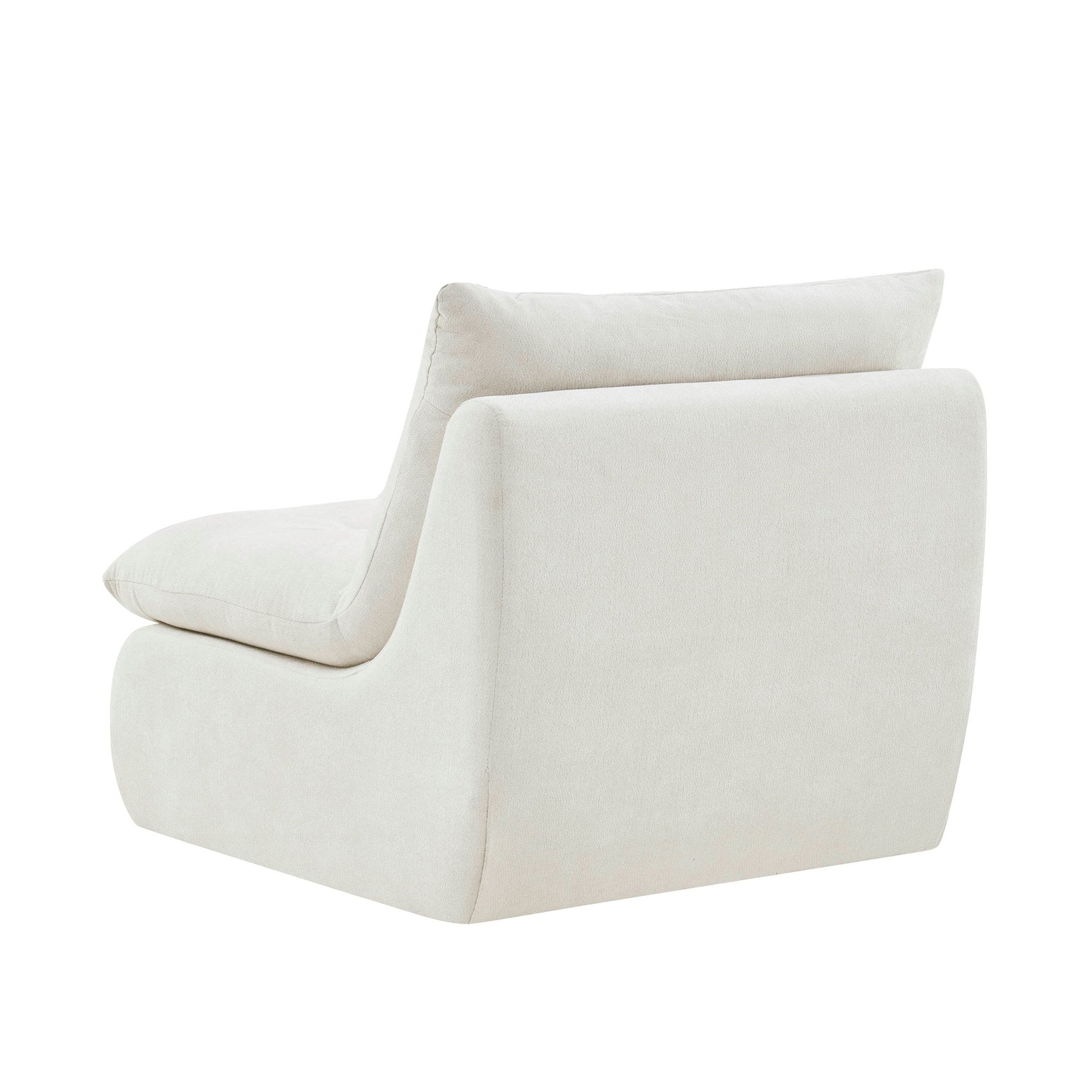 Fauteuil d'appoint en chenille ivoire douillet avec design décontracté et affaissé pour salon