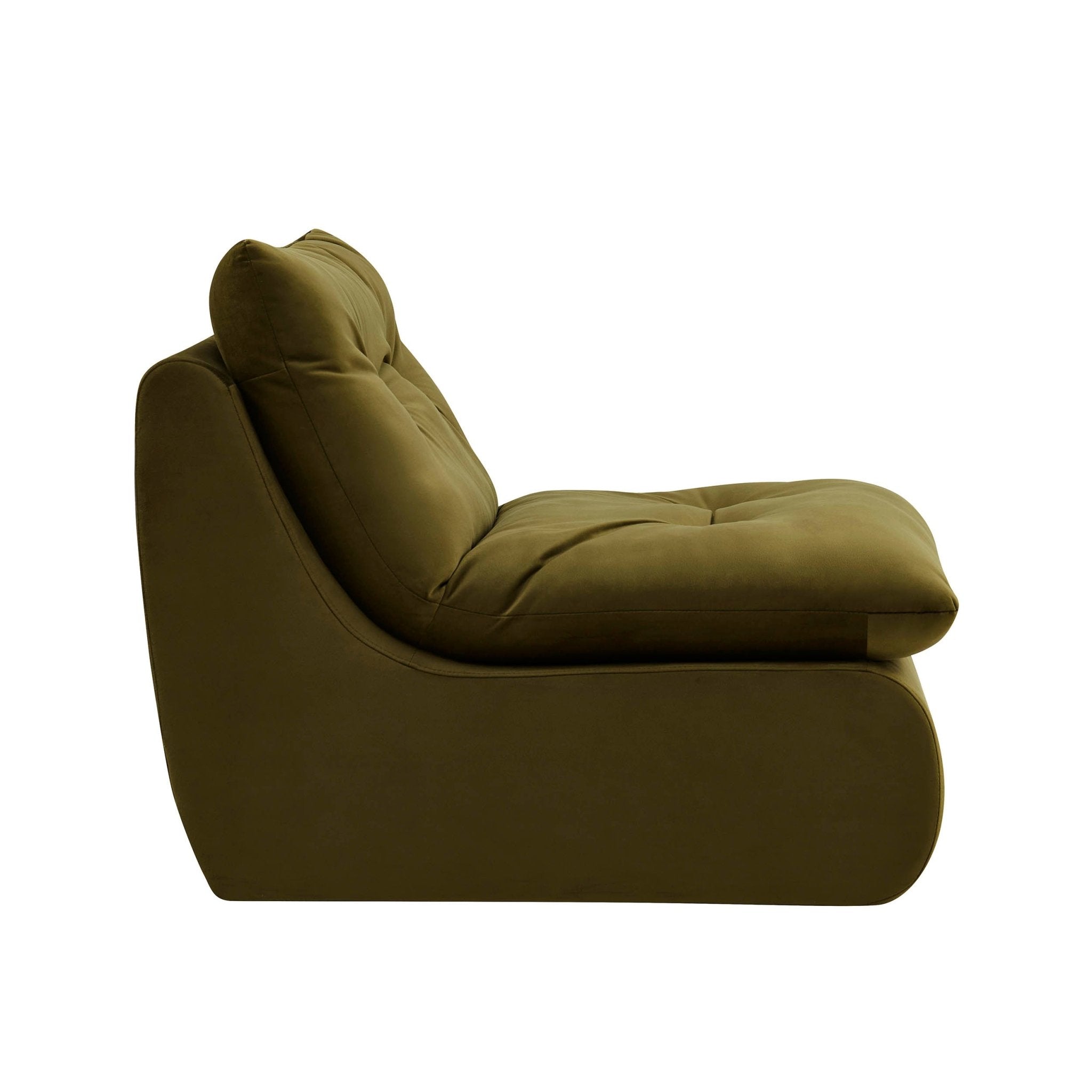 Fauteuil d'appoint rétro vert chenille avec assise profonde pour le salon