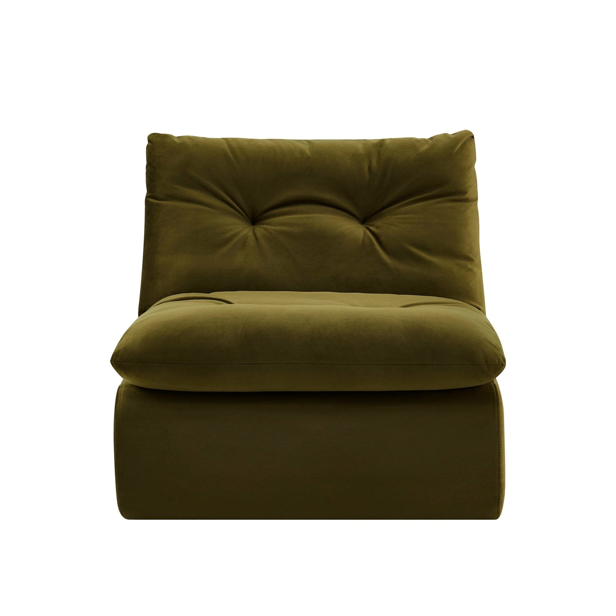 Fauteuil d'appoint rétro vert chenille avec assise profonde pour le salon