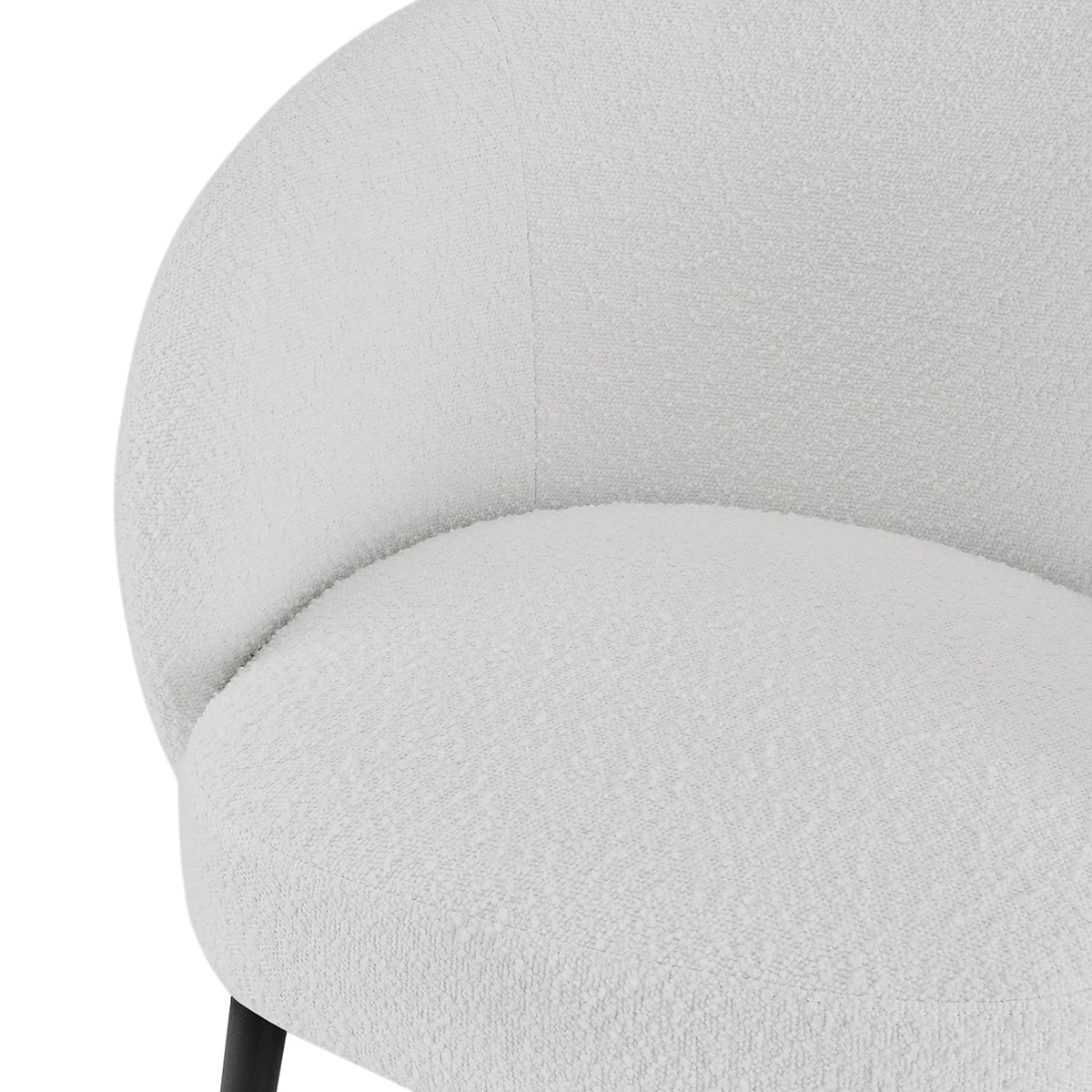 Fauteuil d'appoint scandinave en bouclette blanc cassé avec assise confortable et rembourrée pour salon