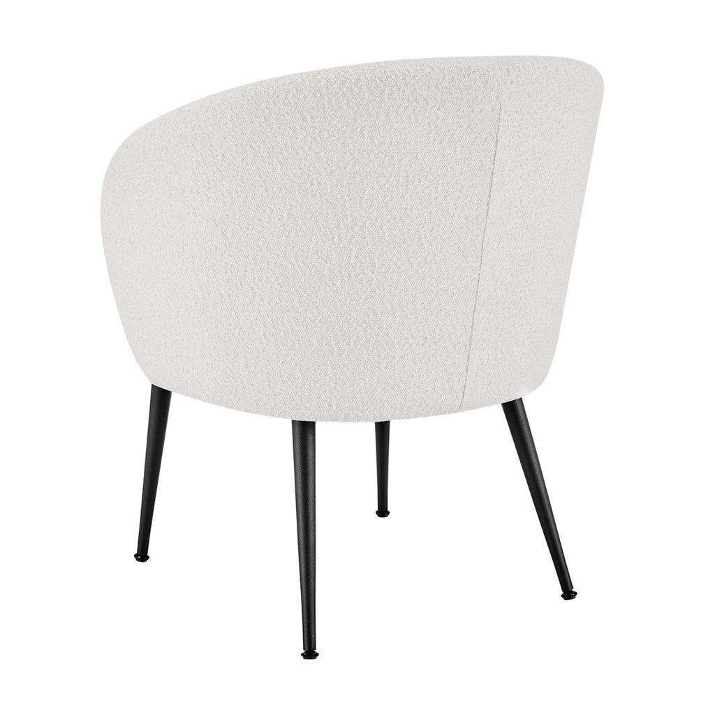 Fauteuil d'appoint scandinave en bouclette blanc cassé avec assise confortable et rembourrée pour salon