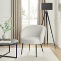 Fauteuil d'appoint scandinave en bouclette blanc cassé avec assise confortable et rembourrée pour salon