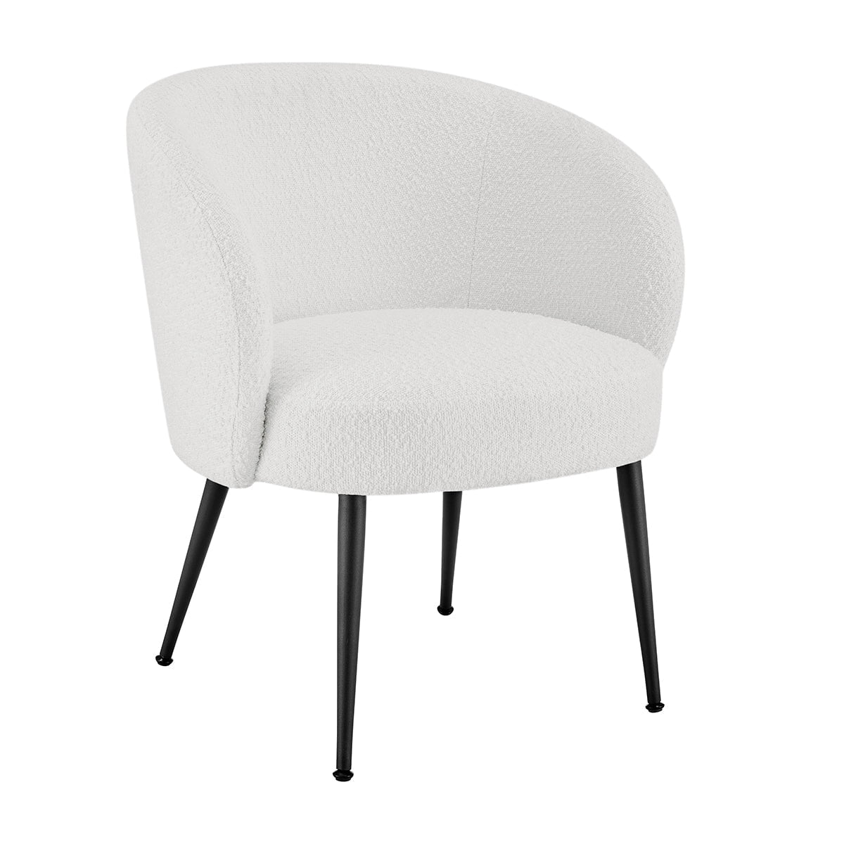 Fauteuil d'appoint scandinave en bouclette blanc cassé avec assise confortable et rembourrée pour salon