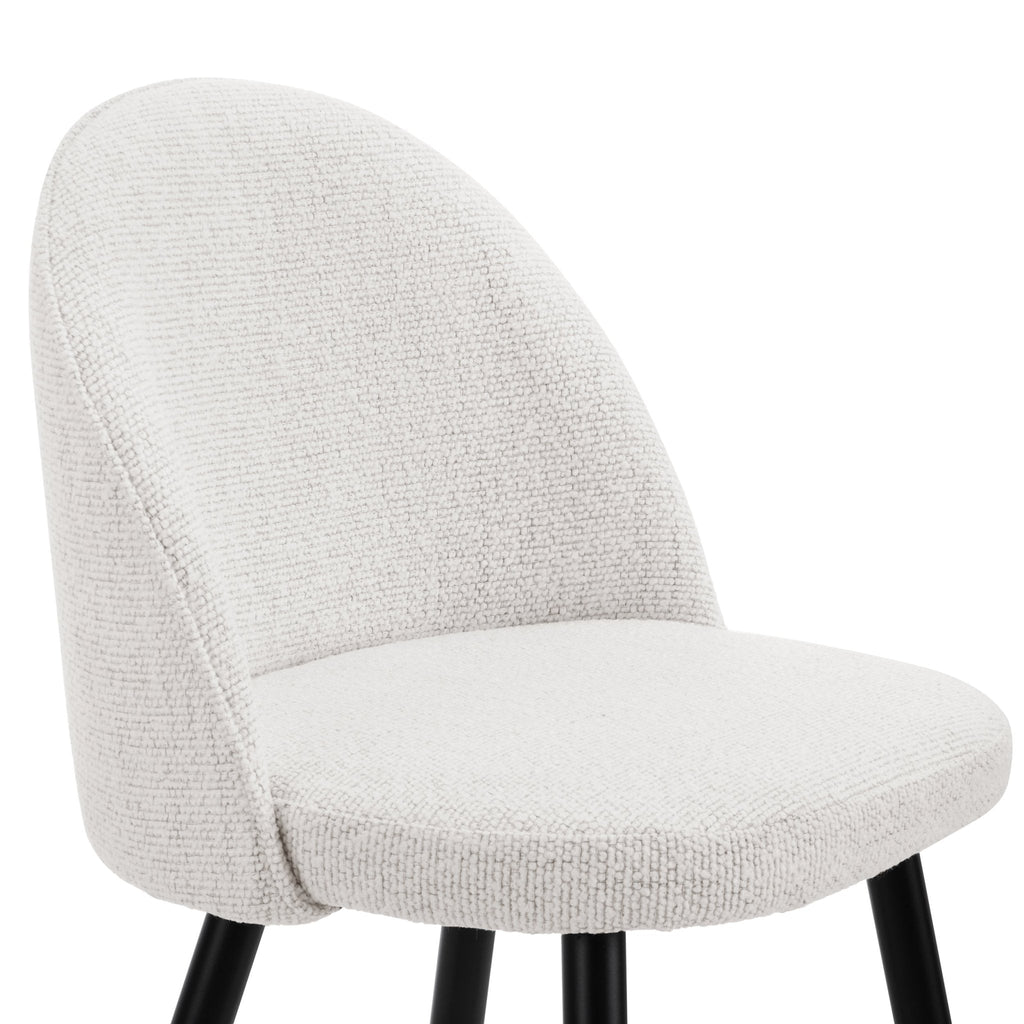 Tabouret de bar moderne en bouclette ivoire avec pieds en métal noir pour cuisine