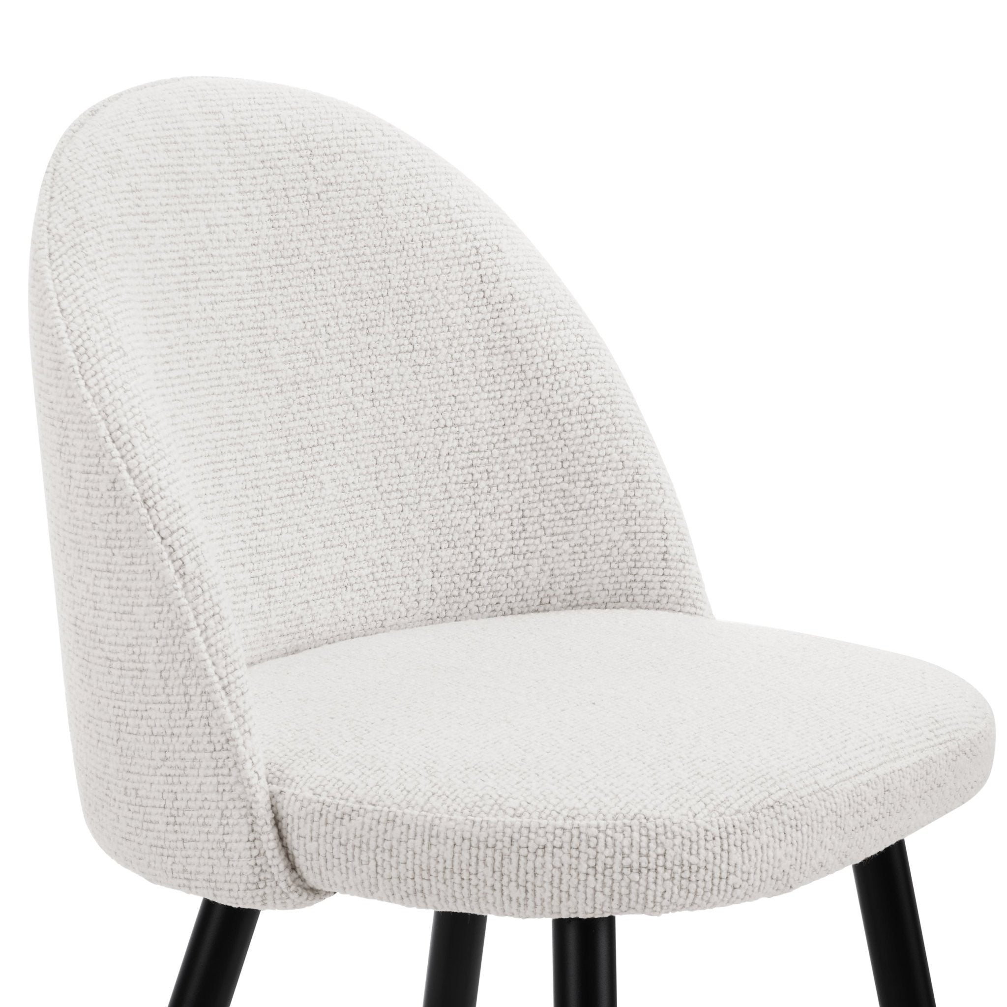 Tabouret de bar moderne en bouclette ivoire avec pieds en métal noir pour cuisine