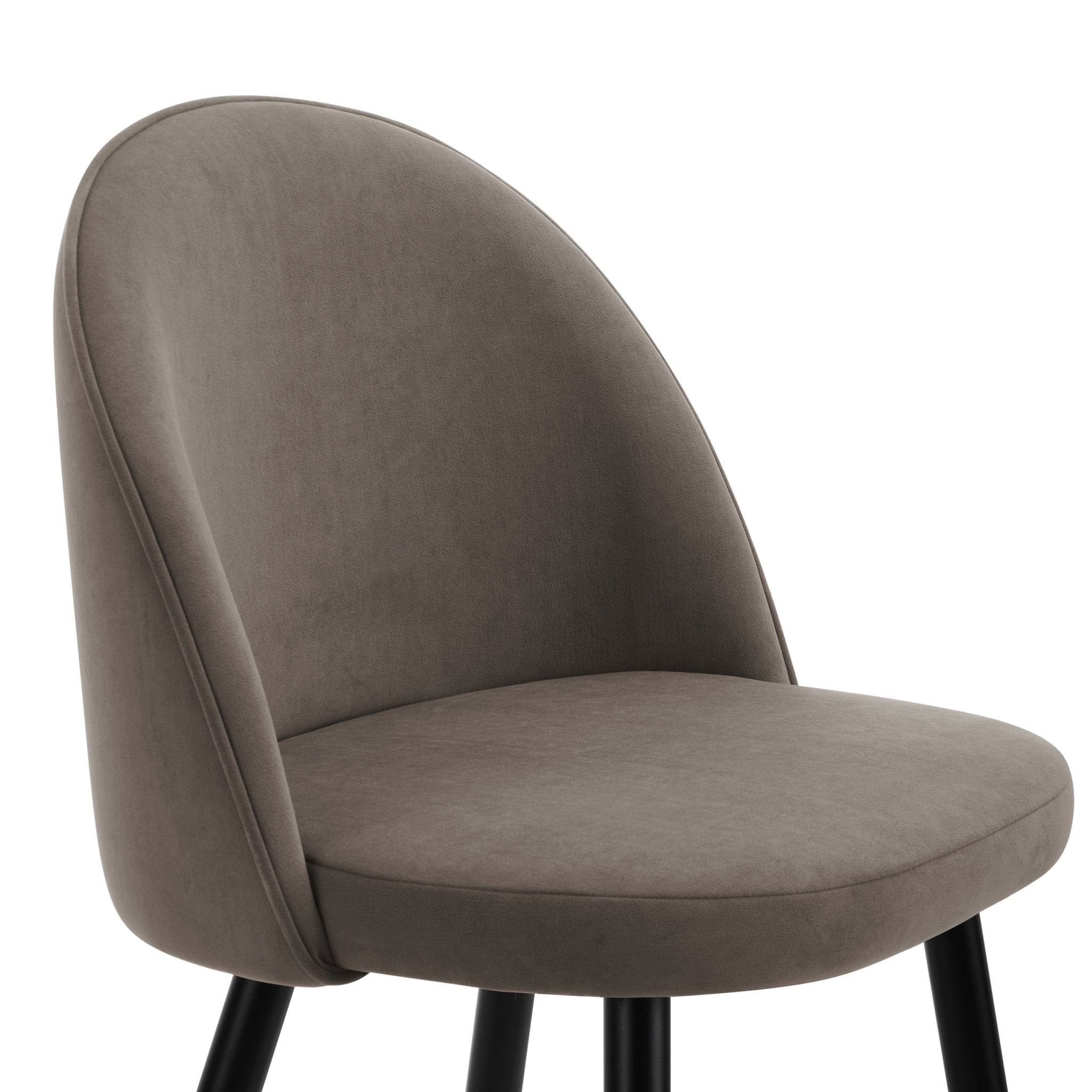 Tabouret de bar moderne en velours taupe avec pieds en métal noir pour cuisine