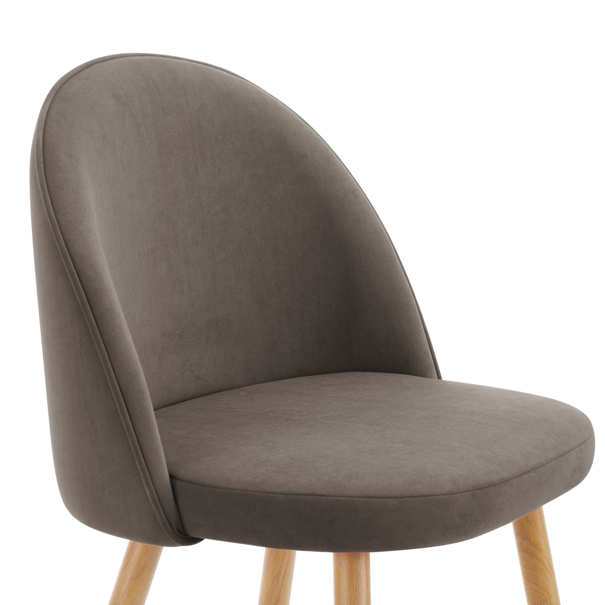 Tabouret de bar moderne en velours taupe avec pieds en bois naturel pour la cuisine