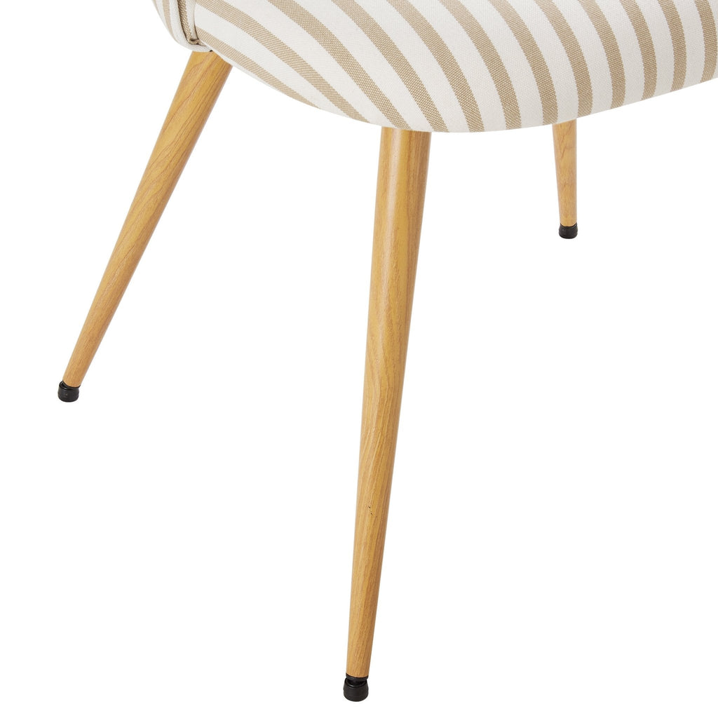 Chaise de salle à manger tissée à rayures naturelles Boho avec pieds en métal noir pour salle à manger