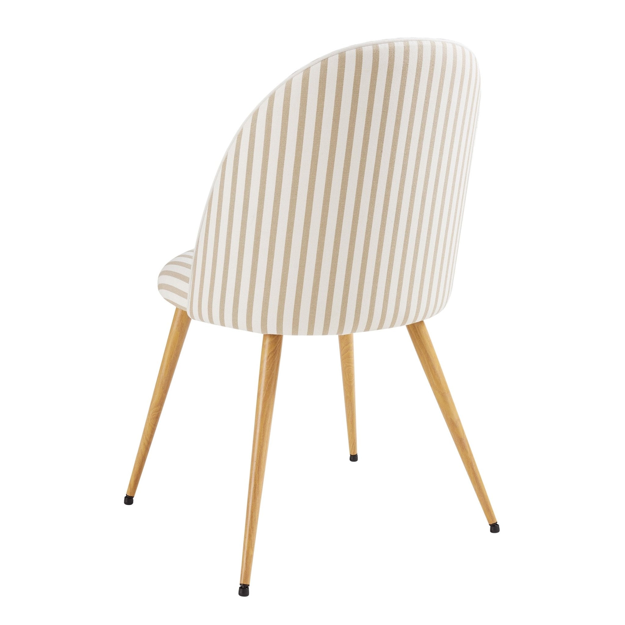 Chaise de salle à manger tissée à rayures naturelles Boho avec pieds en métal noir pour salle à manger