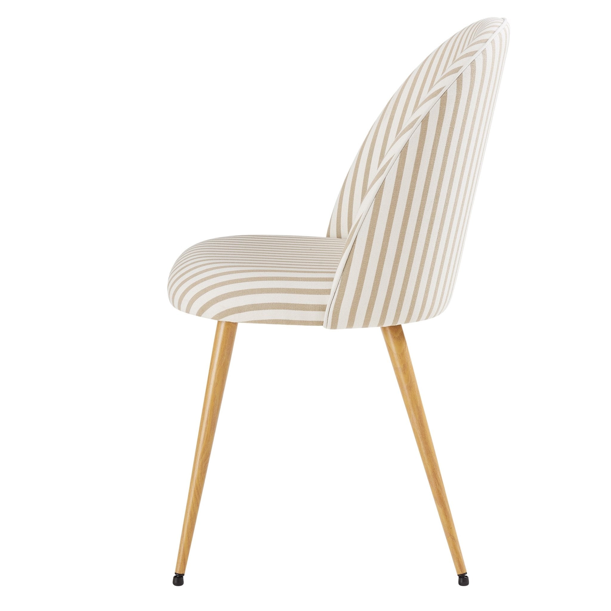 Chaise de salle à manger tissée à rayures naturelles Boho avec pieds en métal noir pour salle à manger