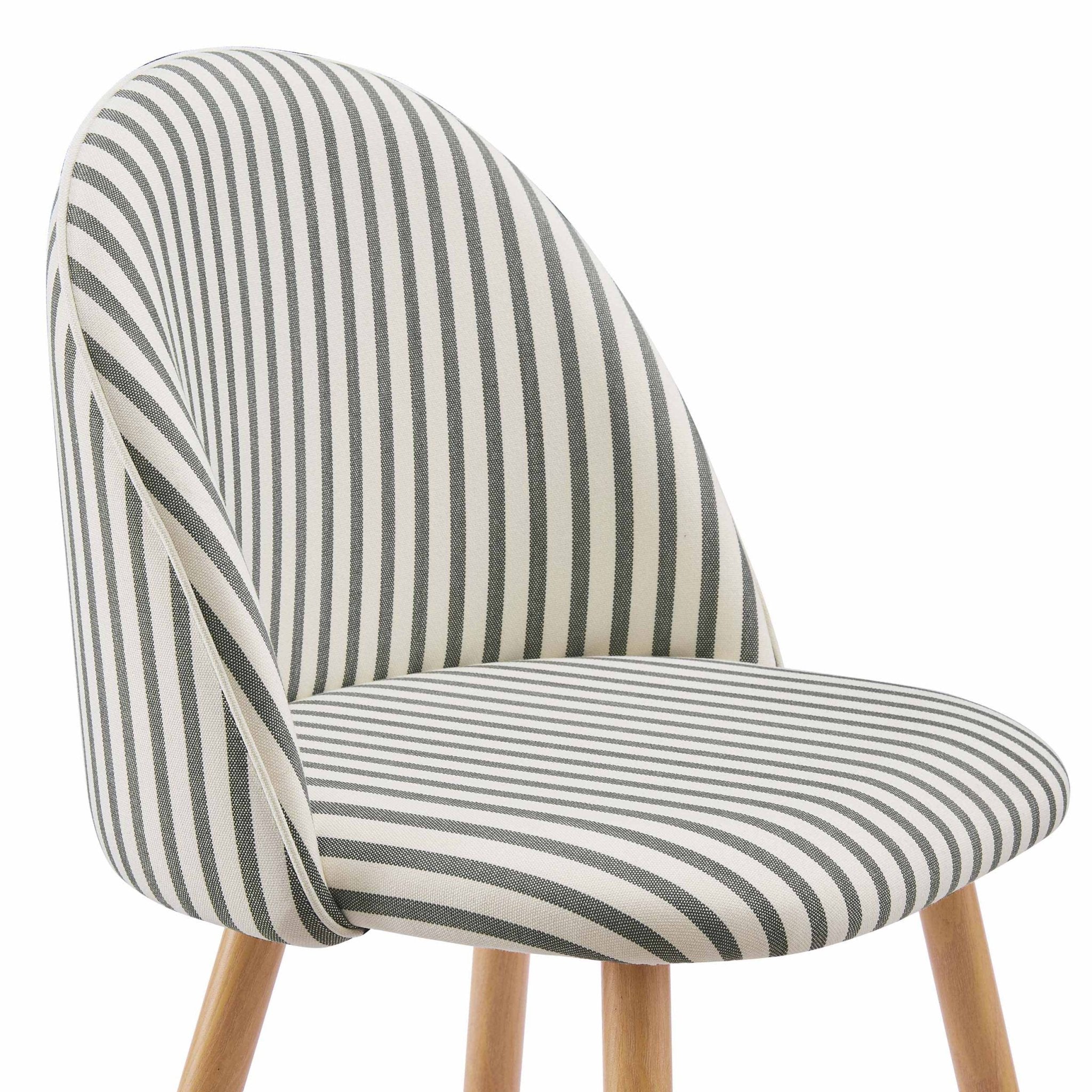 Chaise de salle à manger tissée Boho Sage Stripe avec pieds en métal noir pour salle à manger