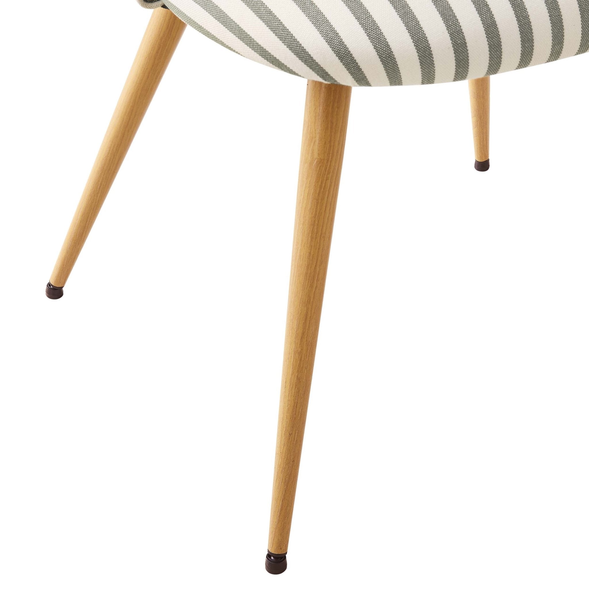 Chaise de salle à manger tissée Boho Sage Stripe avec pieds en métal noir pour salle à manger