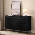 Bahut contemporain peint en noir avec motif géométrique pour le salon