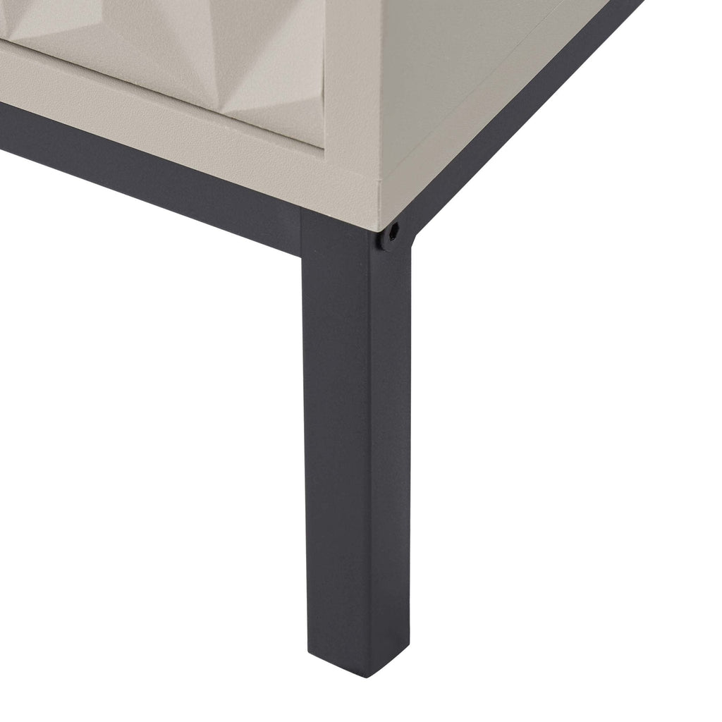 Buffet contemporain taupe à motifs géométriques pour salon