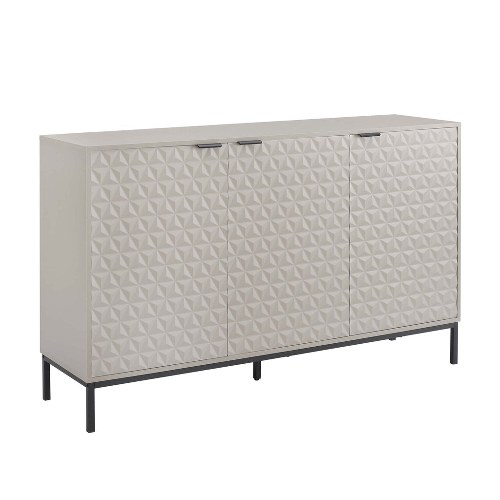 Buffet contemporain taupe à motifs géométriques pour salon