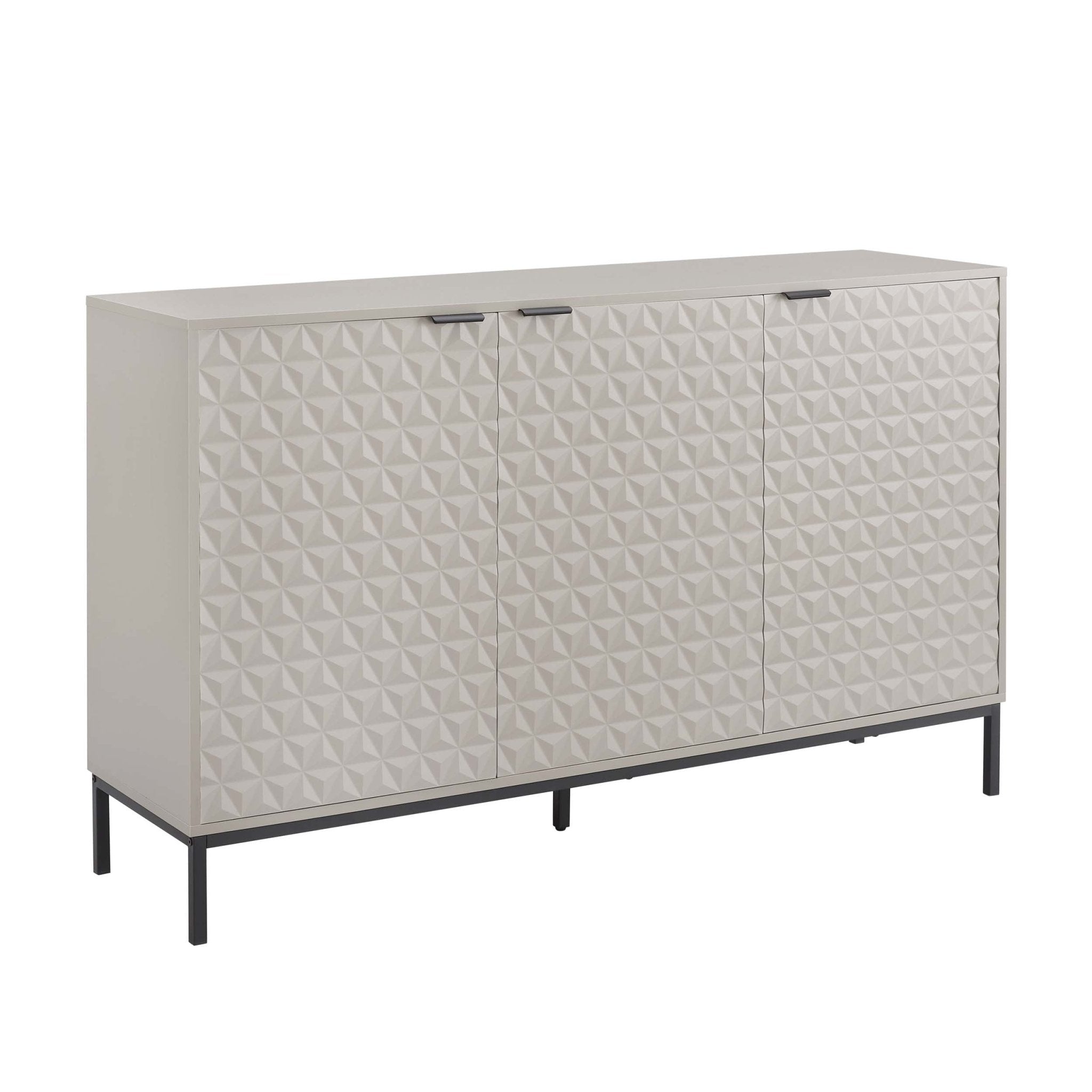 Buffet contemporain taupe à motifs géométriques pour salon